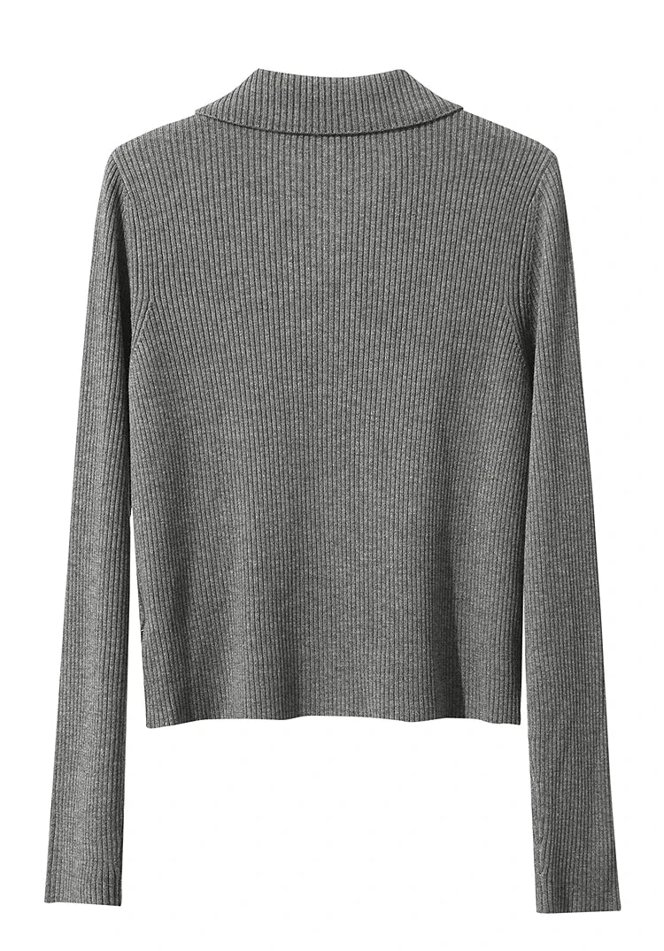 Damen-Strickjacke Buchstaben Slim Reißverschluss Wolle-Mix Herbst-Winter