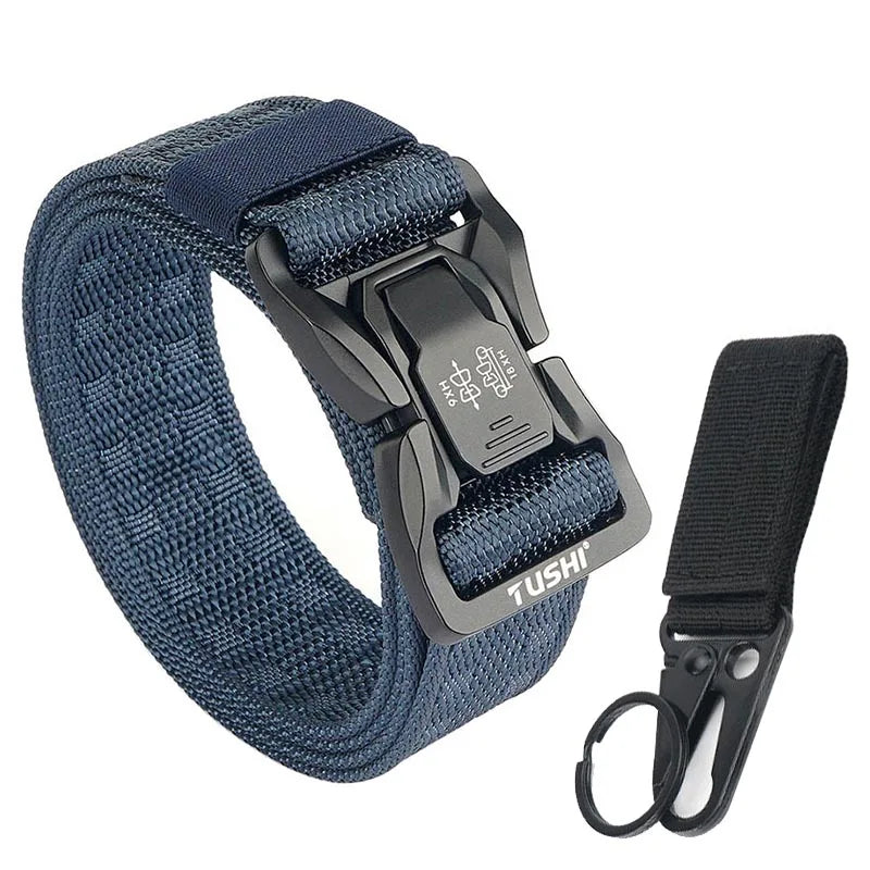 Herren-Taktischer Outdoor-Gürtel Mit Metall-Schnalle Und Schnellverschluss In Schwarz