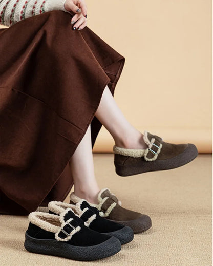 AIYUQI Women Sneakers Winter 2024 New Velvet Genuine Leather Beanie Shoes Women Flat Large Size Women Casual Shoes