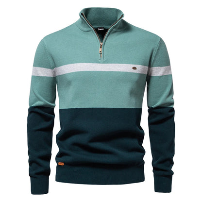 Herren Pullover aus hochwertiger Baumwolle mit Reißverschluss im Mock Neck Stil