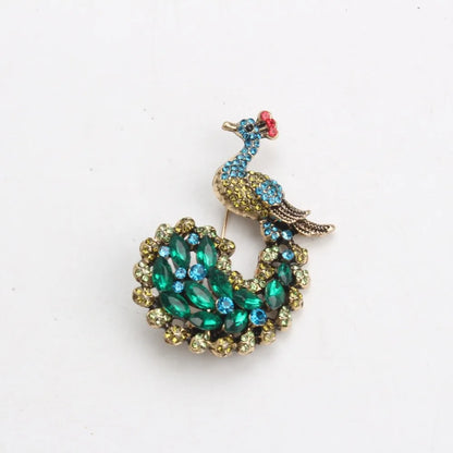Brosche Pfau Kristall Emaille Tier Anstecknadel Damen