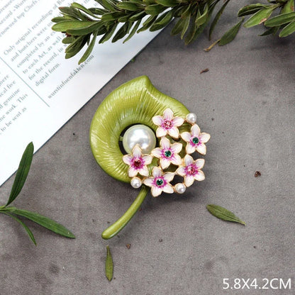 Brosche Pflanze Perle Handgemacht Retro Corsage Damen Mantel