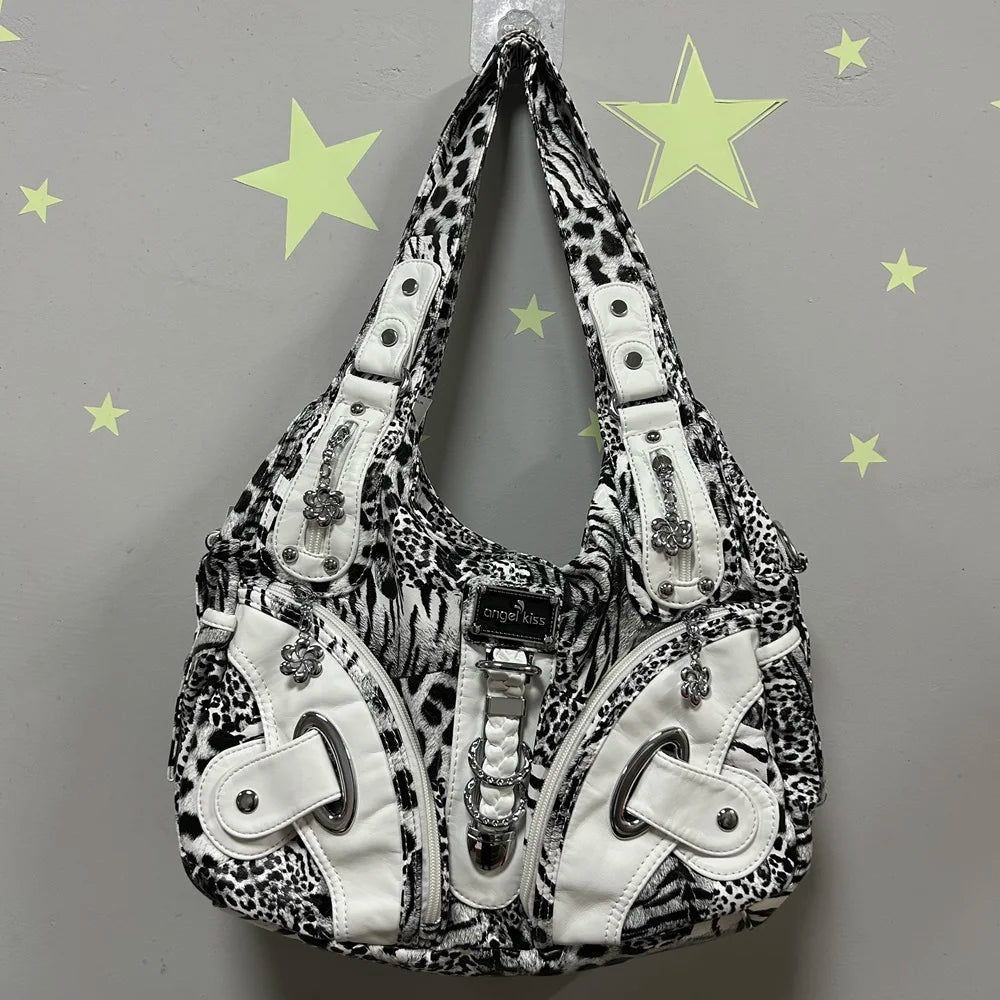 Damen-Handtasche Leopardenmuster Großes Fassungsvermögen Alltagstaugliche Schultertasche mit Viel Platz