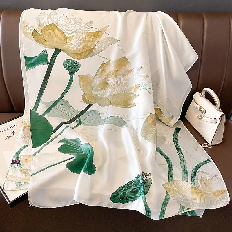 Damen Seidenschal groß Sommer Strand Hijab Turban Foulard Bandana Sonnenschutz