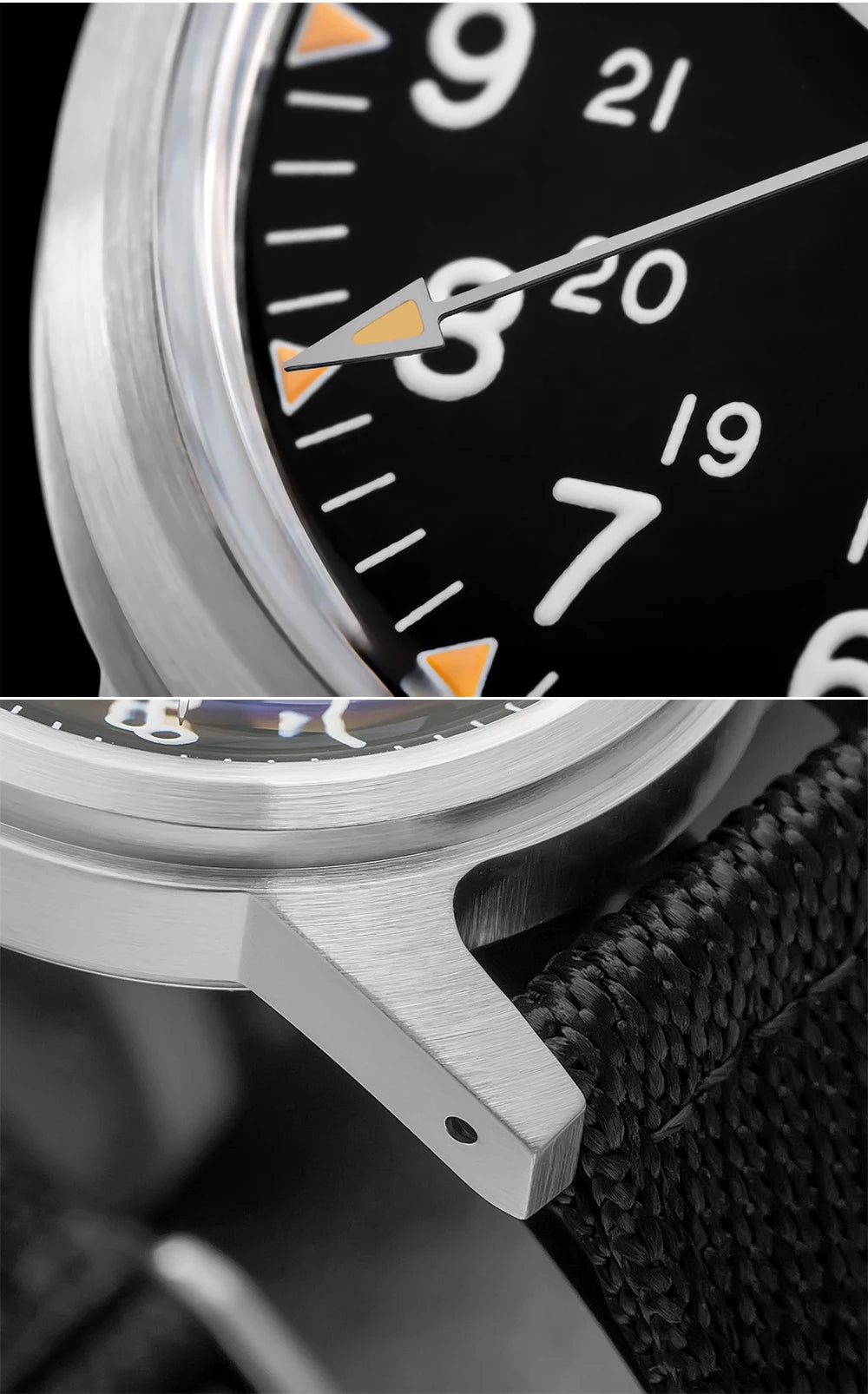 Herren-Vintage-Automatikuhr mit Bubble-Glas und Nylonarmband