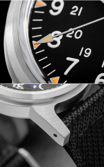 Herren-Vintage-Automatikuhr mit Bubble-Glas und Nylonarmband