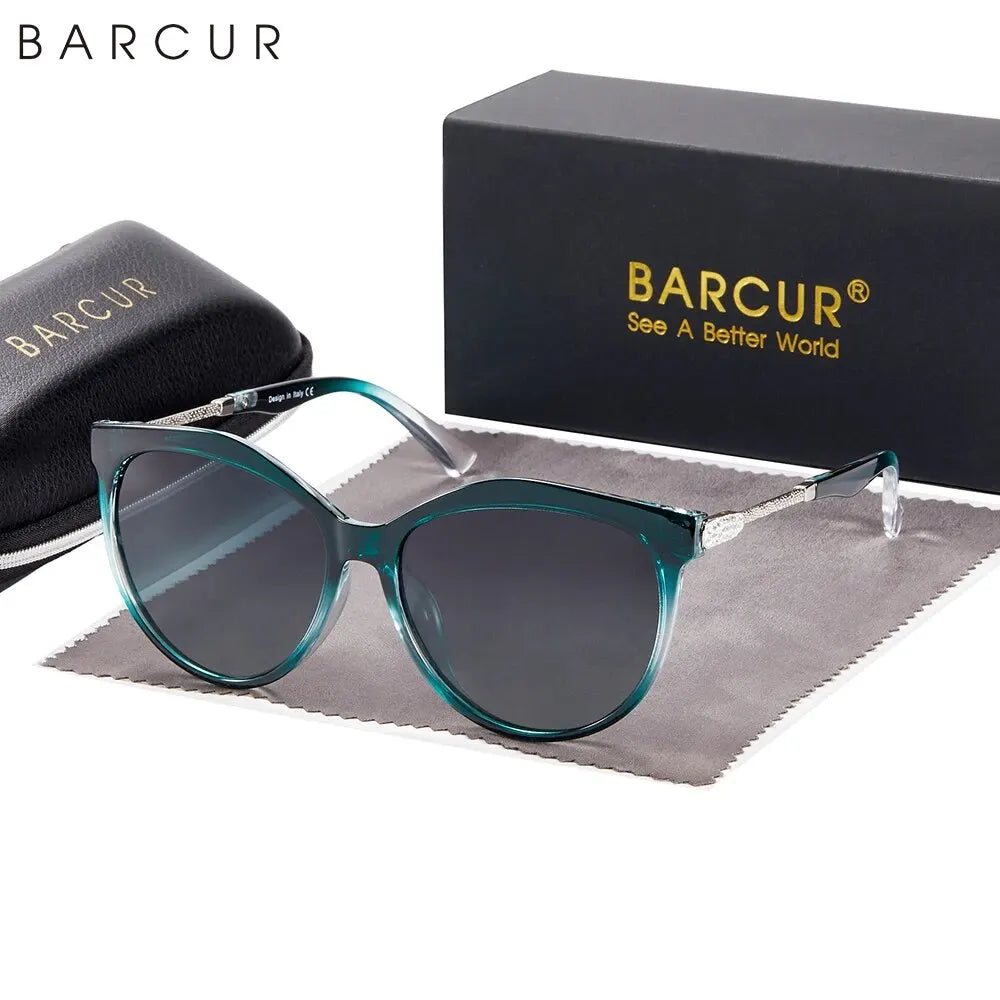 Damen-Sonnenbrille Cat Eye Farbverlauf rund polarisiert UV400