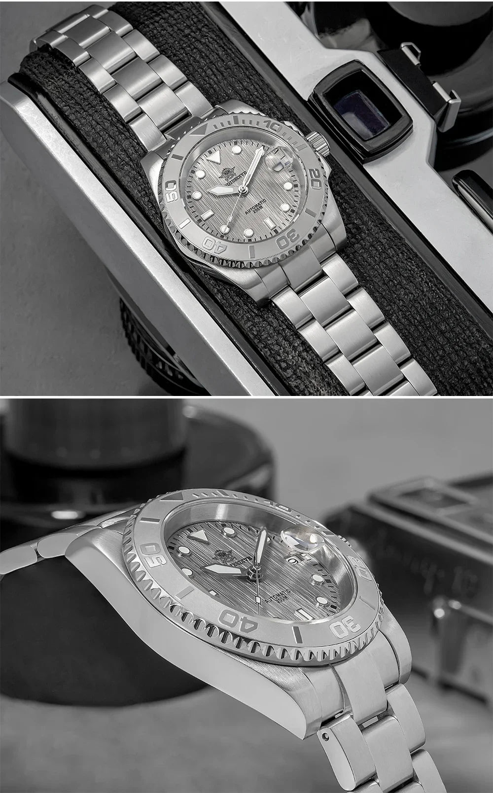 Herren-Taucheruhr mit gewoelbtem Saphirglas und NH35A-Automatikwerk