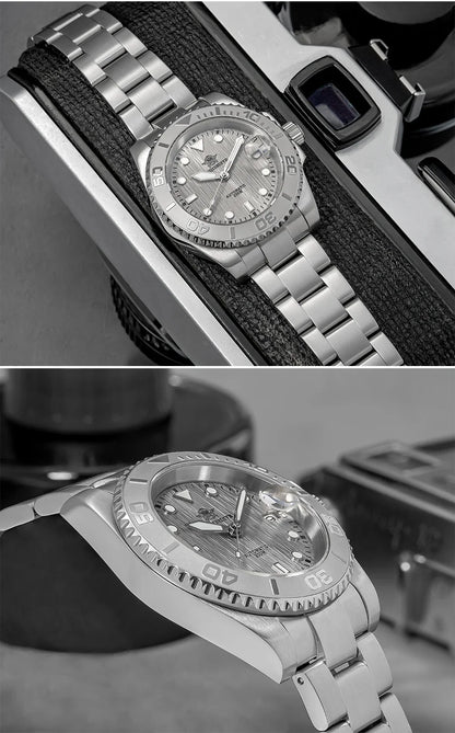 Herren-Taucheruhr mit gewoelbtem Saphirglas und NH35A-Automatikwerk
