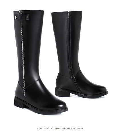 AIYUQI  Women Winter Boots 2025 New Genuine Leather Long Boots Women Big Size 41 42 43 Wool Warm Zipper Riding Boots Women