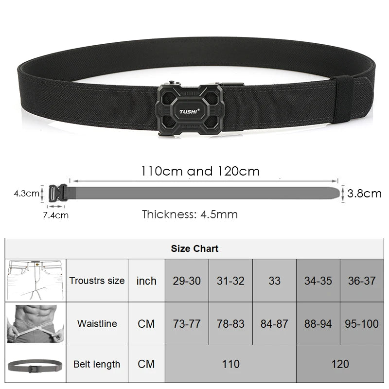 Herren-Taktischer Gürtel aus Nylon mit Robuster Metall-Schnalle Länge 110 bis 120 cm