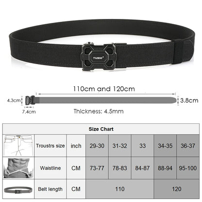 Herren-Taktischer Gürtel aus Nylon mit Robuster Metall-Schnalle Länge 110 bis 120 cm