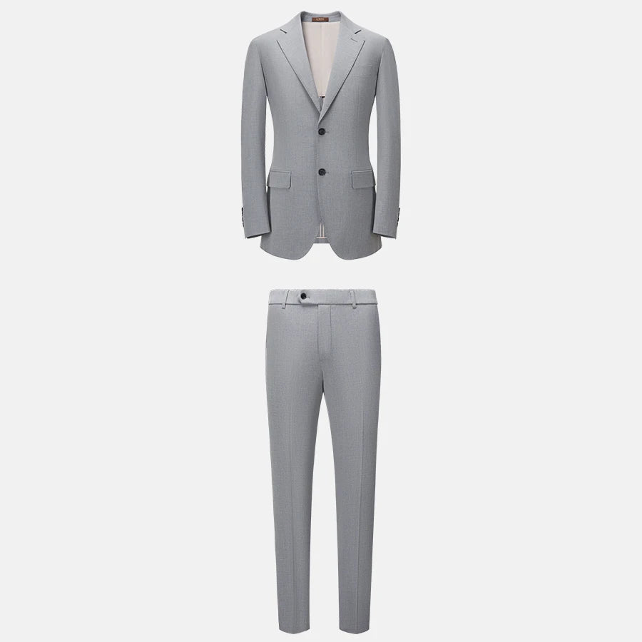 Schlanker Herren-Blazer im klassischen europäischen Stil mit hellbraunem Karomuster – ideal für Hochzeiten und formelle Anlässe