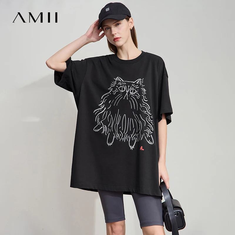 Damen T-Shirt mit Druck im lässigen Rundhals-Stil für das Büro