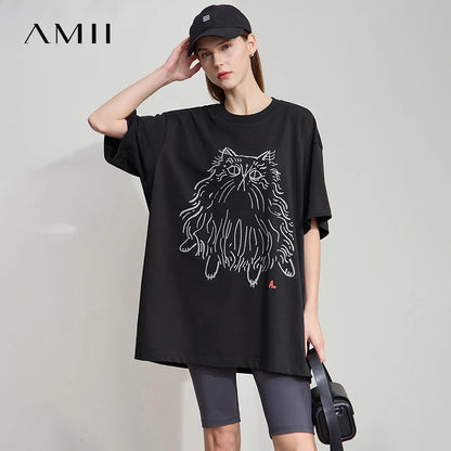 Damen T-Shirt mit Druck im lässigen Rundhals-Stil für das Büro