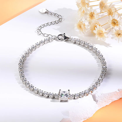 Damen-Tennisarmband Princess Cut mit Moissanit