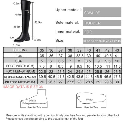 AIYUQI Women's Over Knee Boots Winter Fashion Middle Heel Fur Long Boots Women Genuine Leather Rider Boots Ladies