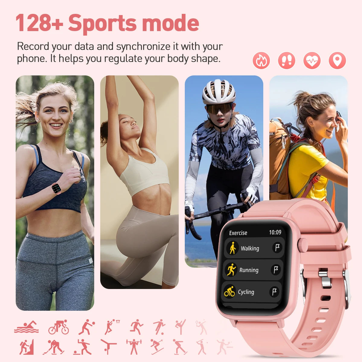 LIGE 2024 Männer Frauen Smart Uhr 1,83 Zoll Bluetooth Sprachanrufe Armband Informationen Warnungen Fitness Smartwatch Für IOS Android