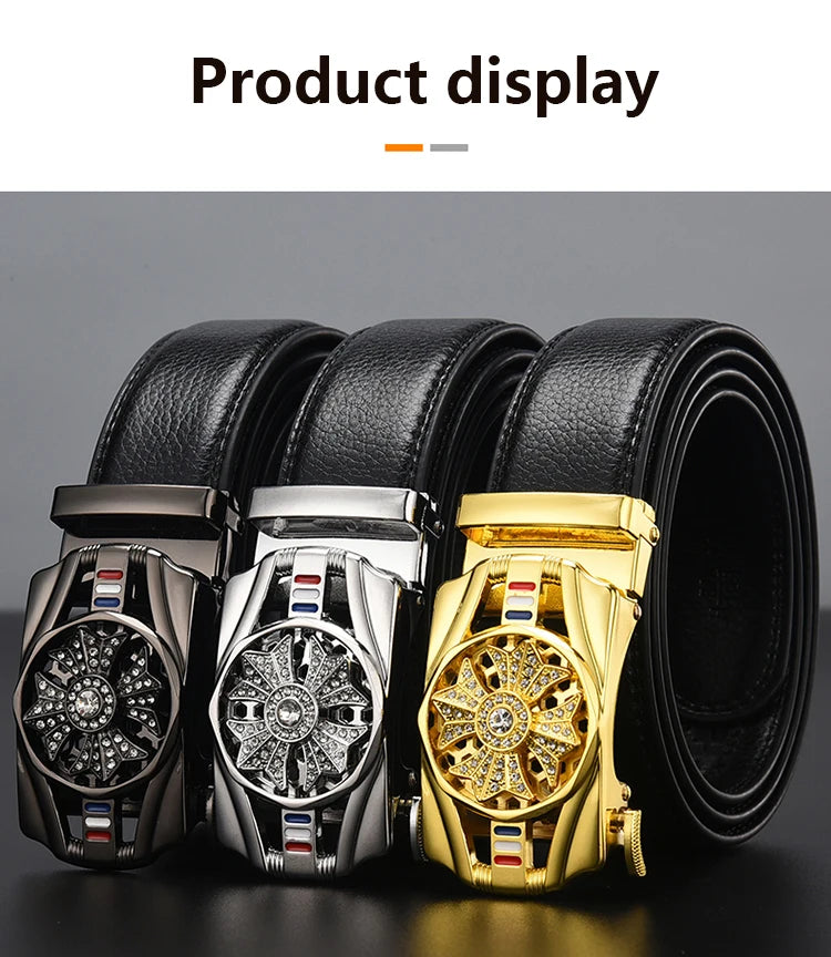 Herren Ledergürtel Business Casual 3,5 cm Automatik-Schnalle PU Geschenk