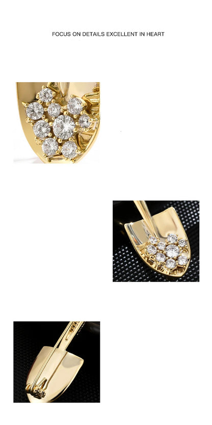 Brosche Schaufel Kristall Goldfarbig Korsage Hochzeit Party Elegant Damen