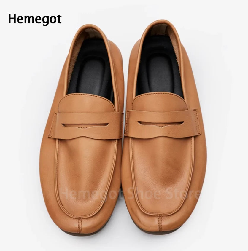 Herren-Loafer aus Leder, cognacbraun, Paaransicht von vorn, mit Stegriemen