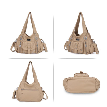 Damen-Schultertasche aus PU Mehrfachfächern Großem Fassungsvermögen Alltag und Reisen