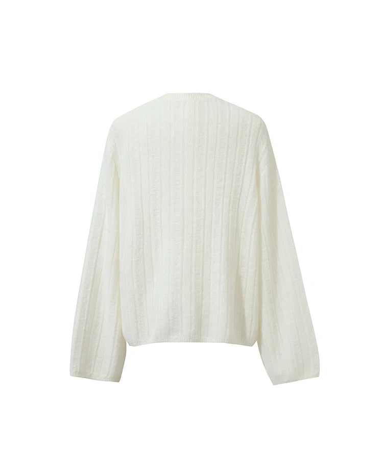 Damen-Strickjacke Rundhals Wolle locker überschnittene Schulter einreihig Frühling