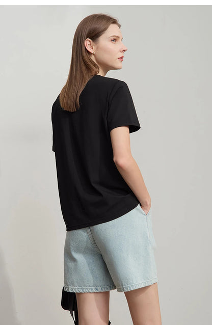 Damen T-Shirt aus Eisprozellan mit Rundhalsausschnitt und antibakteriellen Eigenschaften