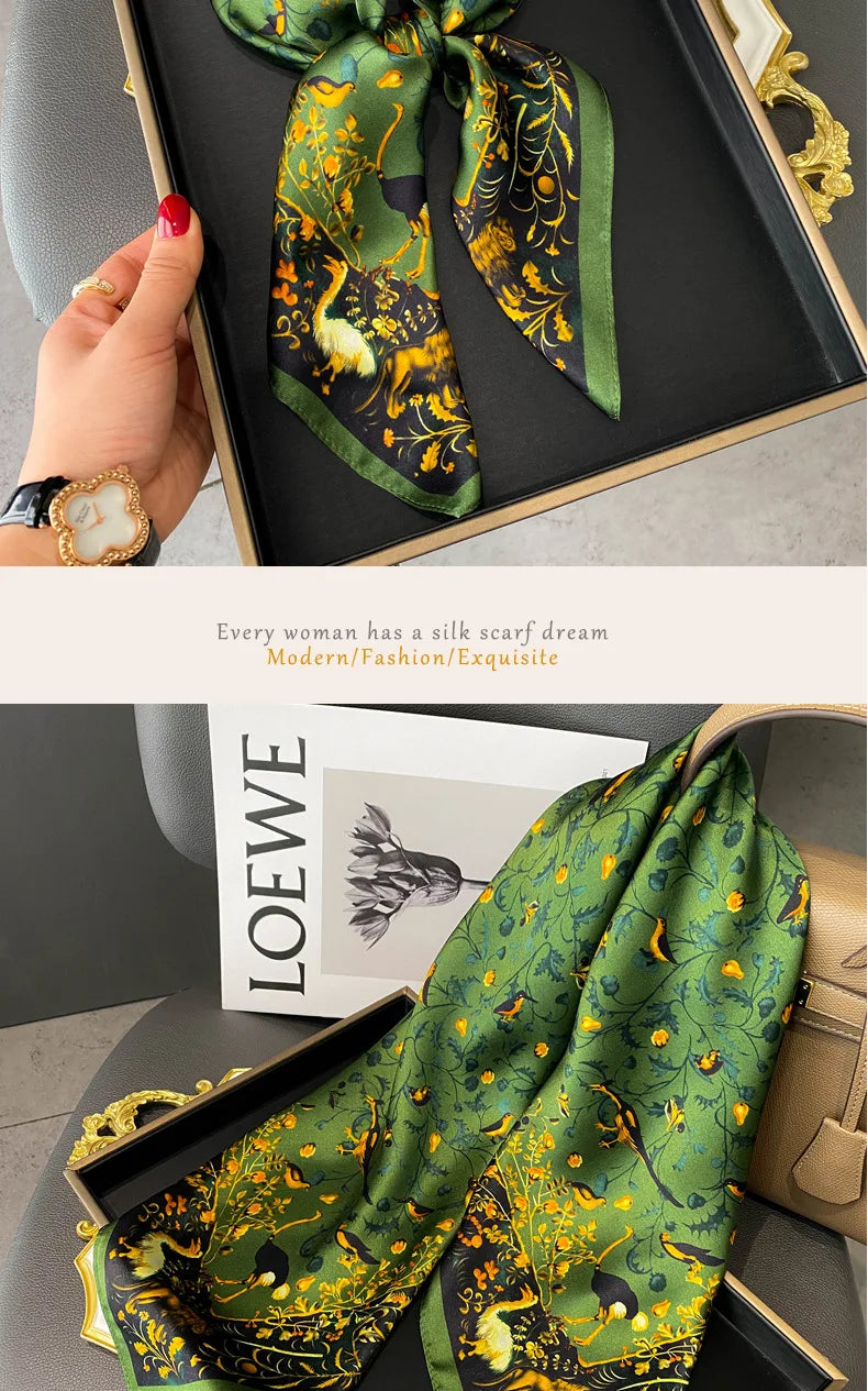 Damen Seidenschal quadratisch 68cm Halstuch Bandana Hijab Pashmina B
