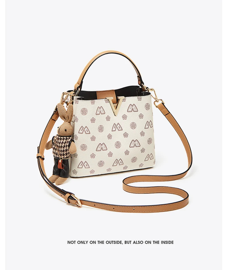 Damen Handtasche im Retro-Stil mit kleinem Bucket Bag