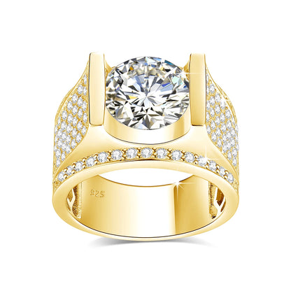 Herren-Ring Moissanit Silber 925 mit Zertifikat 10 mm Stein Alltag und Festlichkeiten hochwertig