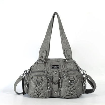 Damen-Satchel-Handtasche Aus PU-Leder Mit Top-Handle Und Mehrfachen Taschen Für Vielseitige Aufbewahrung