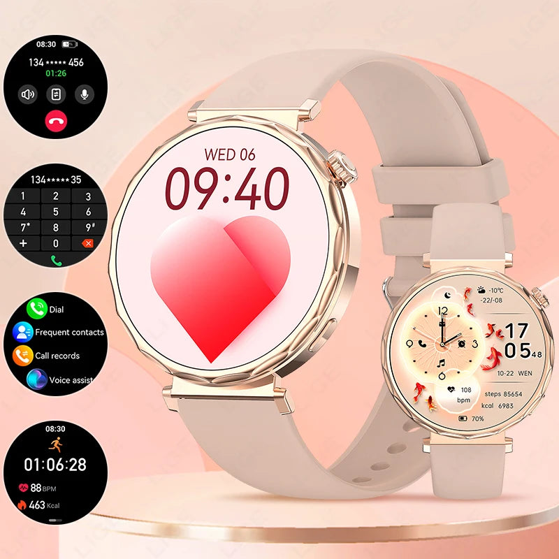 LIGE 2025, ultradünne Damen-Smartwatch, 1,6 Zoll HD, zeigt immer die Zeit, BT-Anruf, Herzfrequenz, weibliche Menstruationsverfolgung, Smartwatch