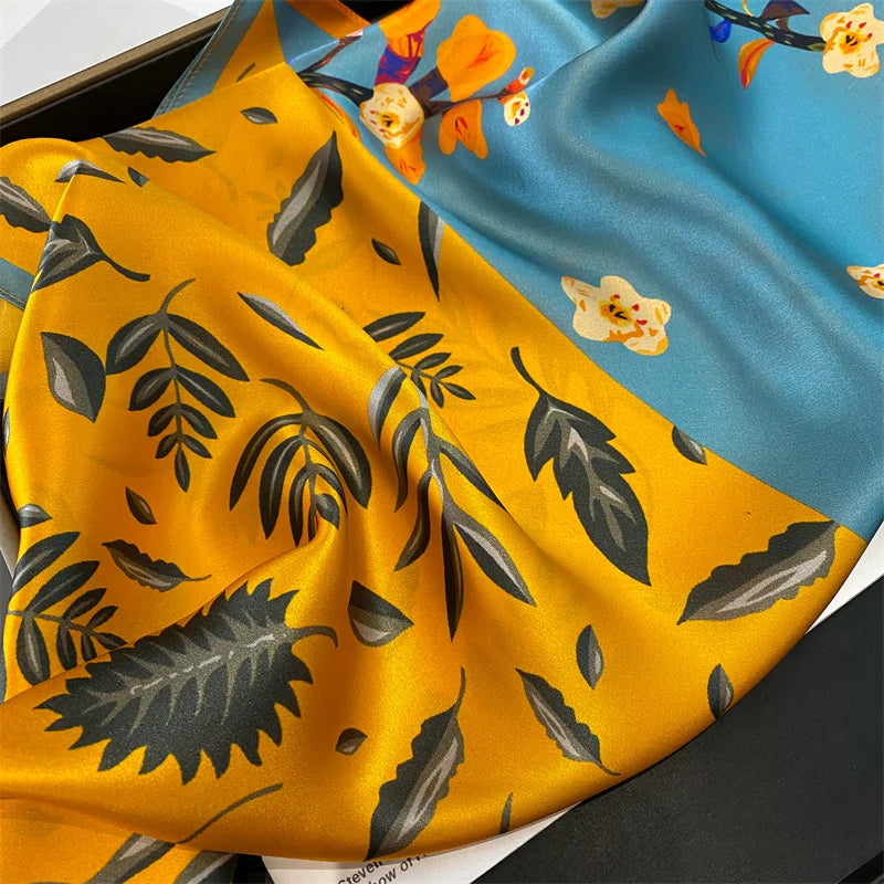 Damen Seidenschal quadratisch 70cm Halstuch Bandana Hijab Pashmina C