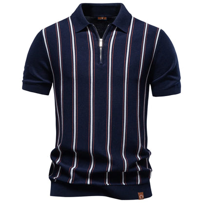 Herren Poloshirt Gestreift Old Money Elegant Atmungsaktiv