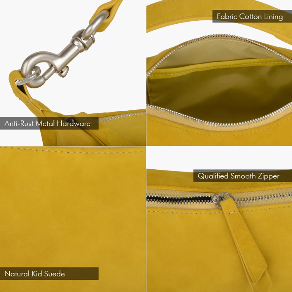 Damen Hobo-Tasche aus Wildleder | Halbmondform Crossbody