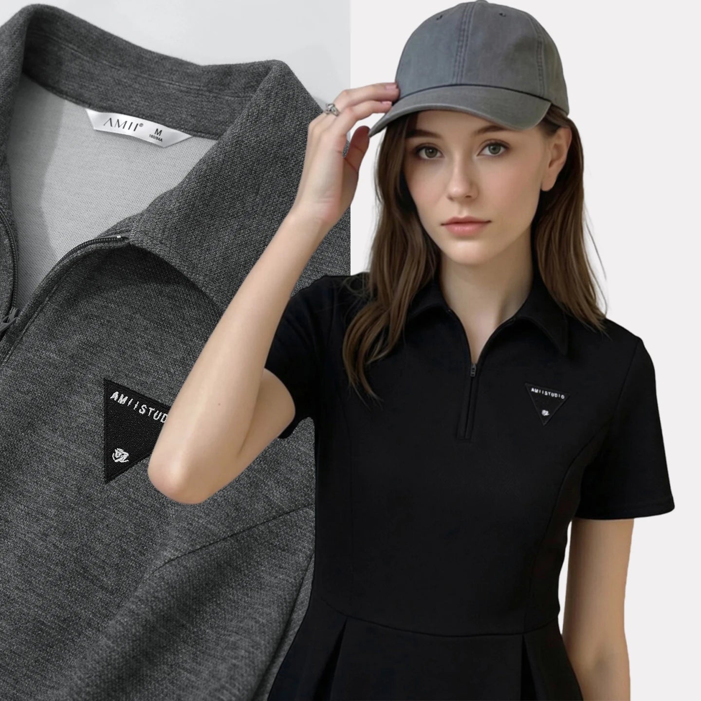 Stilvolles Polokragen Minikleid Für Damen Tailliert Und Bestickt