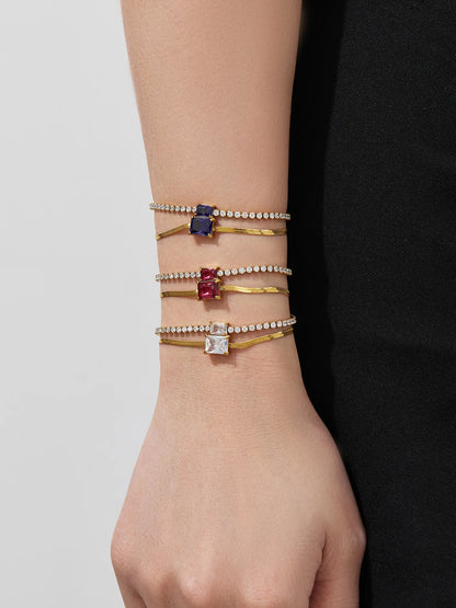 Damen-Armband Baguette-Zirkonia Doppelschicht