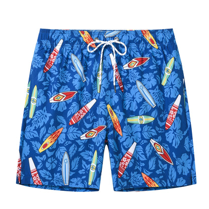 Herren-Badeshorts mit Kompressionsfutter, 2-in-1, schnelltrocknend, mit Kordelzug und Reißverschluss – ideal für den Strand.