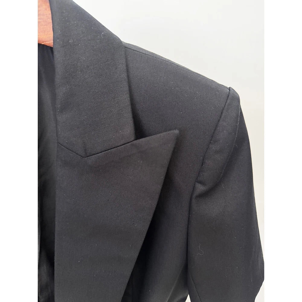 Damen-Blazer Kurzarm Gürtel lässig V-Ausschnitt Einknopf