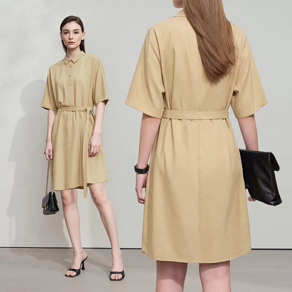 Elegantes Damen Hemdkleid Baumwolle Bequemer Fit Für Büro