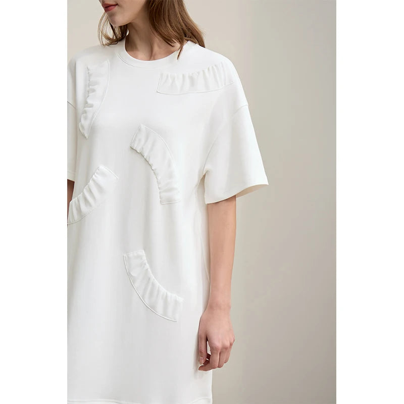 Elegantes Damen Midikleid Mit Lockerem Schnitt Und O-Ausschnitt