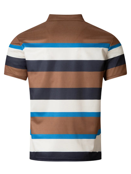 Herren-Poloshirt mit bedrucktem Revers und Knopfleiste – vielseitiges Business-Shirt im Colorblock-Design