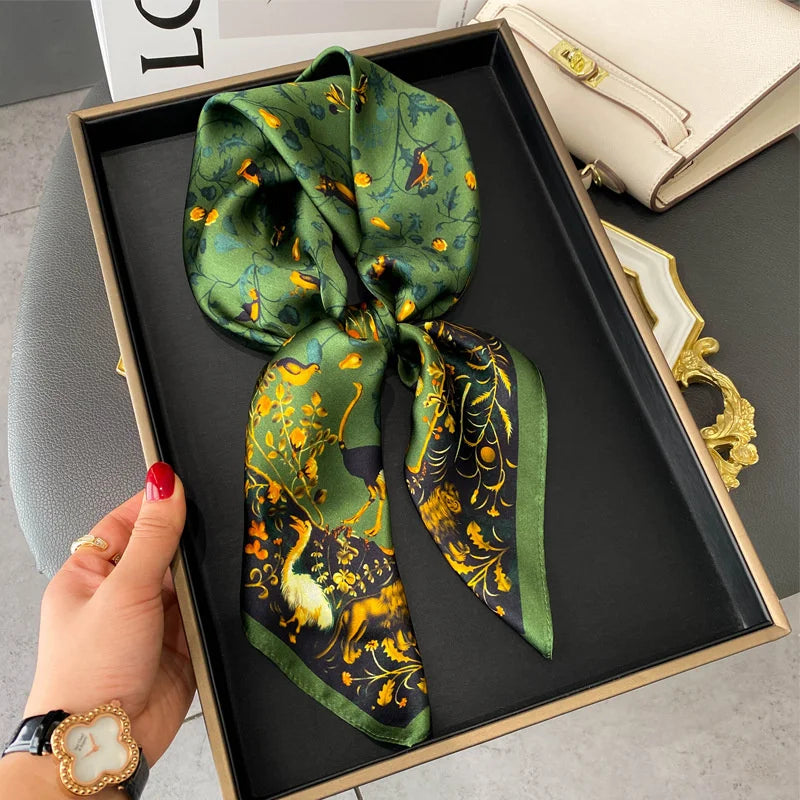 Damen Seidenschal quadratisch 68cm Halstuch Bandana Hijab Pashmina B