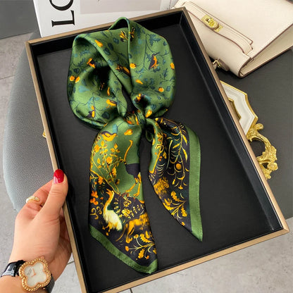 Damen Seidenschal quadratisch 68cm Halstuch Bandana Hijab Pashmina B