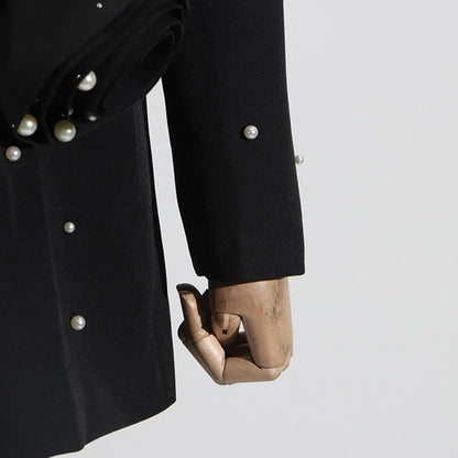 Streetwear-Zweiteiler für Damen mit Stehkragen, Langarm-Top und hoch taillierter, weit geschnittener Hose – modisches Set für Frauen.