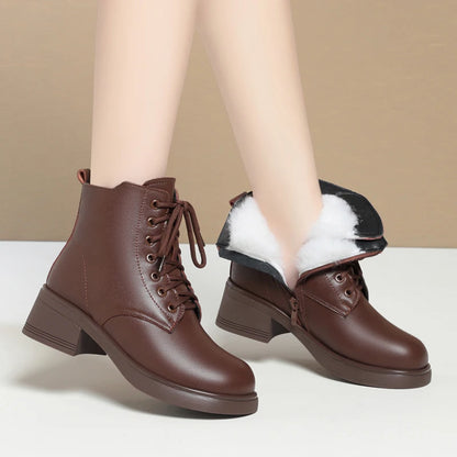AIYUQI Women Marton Boots Winter 2025 New Genuine Leather Large Size Women Snow Boots Anti-Slip Women Motorcycle Boots