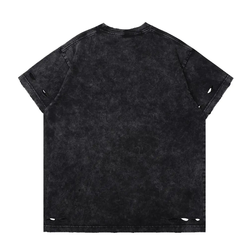 Herren Übergroßes T-Shirt mit Zerrissenen Löchern für Lässige Streetwear im Sommer