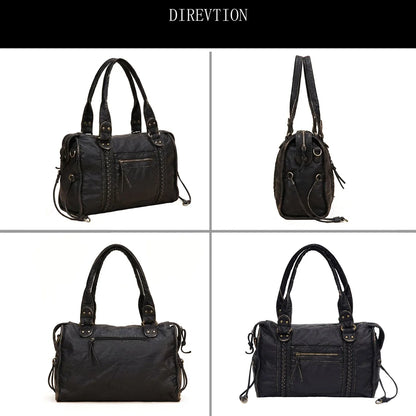 Damen-Handtasche aus PU-Leder Weinrot Großes Fassungsvermögen Schultertasche Boston-Stil