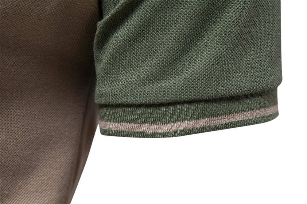 Herren Poloshirt aus Baumwolle mit Patchwork und Reißverschluss für den Sommer
